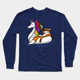 Fox Riding A Unicorn Float Long Sleeve T-Shirt